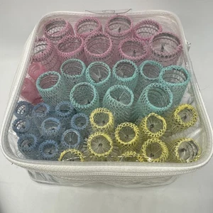 VTG Goody Pastel Spiral Wire Brush Mesh Hair Rollers 38Curlers with Mini Pins. - Picture 1 of 15