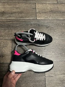 hogan platform sneakers women black leather sz 35,5 Made In Italy - Picture 1 of 7