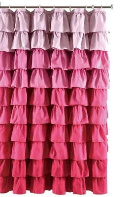  Ruffle Fabric Shower Curtain  Color multi-color Pink  - Image 1 of 4