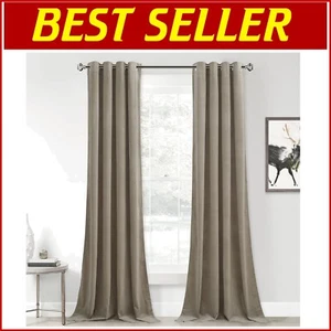 Stylish Thermal Insulated Velvet Curtains 52" x 108" - Blackout Privacy Drapes - Picture 1 of 9