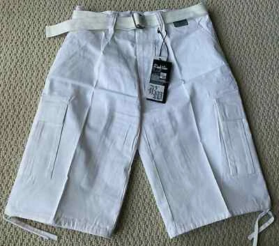 Nuevo con etiquetas Pantalones Cortos de Bolsillo Carga con Cinturón Blanco Sólido Regal Wear para Hombre LEER DESCRIPCIÓN Foto 1 de 4