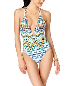 New Bar III Women Tulum Tie-Dyed Macramé Racerback One-Piece Size Medium - Foto 1 di 2