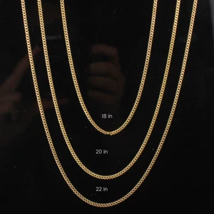 10K Yellow Gold Cuban Curb Link Chain Necklace 2MM Men Women - Fathers Day Gift - Picture 1 of 4