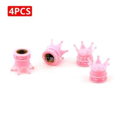 4PCS Pink Crown Tire/Wheel Air Stem Valve Caps for Harley-Davidson Motorcycle - Image 1 of 3
