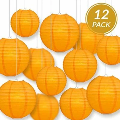 Quasimoon Round Paper Lanterns 12pcs Assorted Combo Party Pack - (12/10/8") E... - Изображение 1 из 4