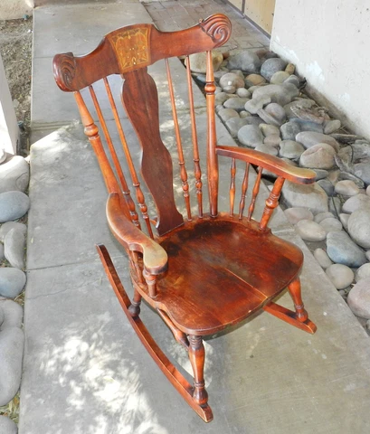 Stickley Brothers Grand Rapids c.1900 Marquetry Spindle Windsor Rocking Chair Cover