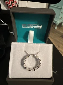 Effy Diamond Circle Pendant Necklace 1/10 TW Diamond 925 Sterling Silver 16” New - Picture 1 of 7