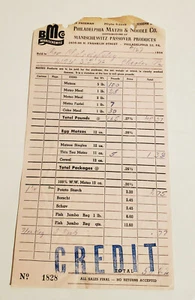 VTG JEWISH KOSHER FOOD MANISCHEWITZ PHILADELPHIA MATZO NOODLE CREDIT RECEIPT '54 - Picture 1 of 2