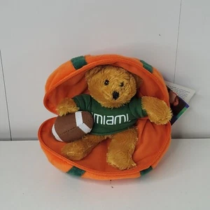 University Of Miami Hidden Bear In Football Stuffed Animal Souvenir Gift New NWT - Picture 1 of 10