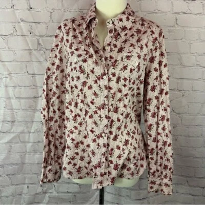 Blusa feminina roper boho western floral com botões tamanho grande 100% algodão - Imagem 1 de 4