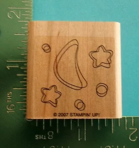 Stampin Up MOON and STARS Rubber Stamp Celestial - Picture 1 of 2