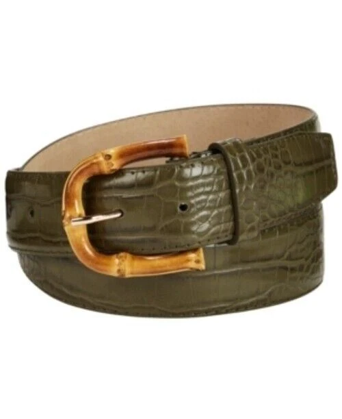 Steve Madden Croc-embossed Faux Leather Belt Green S SM36734