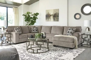NEW U-Shaped 143" Modern Tan Brown LAF Sofa Sectional Plush Fabric w/ 3 Pillows - Picture 1 of 6