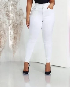 Women’s Jeans Plus Size White High Waist Push UP Skinny Stretch Size 3XL (22) - Picture 1 of 9