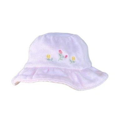 VTG Gymboree Newborn 1998 Pink Tulip Soft Knit Bucket Hat Embroidered Bow GUC - Image 1 of 4