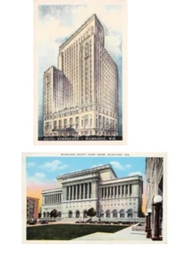 Lot of 2 Milwaukee Wisconsin Vintage PCs  Court House  Hotel Schroeder  - Picture 1 of 5