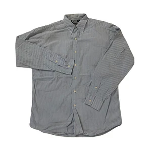 Polo Ralph Lauren Dress Shirt Mens Medium Blue Striped Button Down - Picture 1 of 8