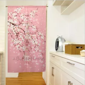 Noren Japanese Pink Cherry Blossoms Hanging Door Curtain Room Doorway Tapestry - Picture 1 of 5