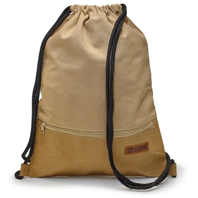 Leon By Bers Premium Turnbeutel Rucksack 35x45cm "BEIGE PAPIER BRAUN" - Bild 1 von 4