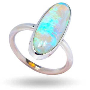 Mosvuur' massiver natürlicher australischer Opal Ring Größe 7 Silber Geschenk Schmuck M50 - Bild 1 von 6