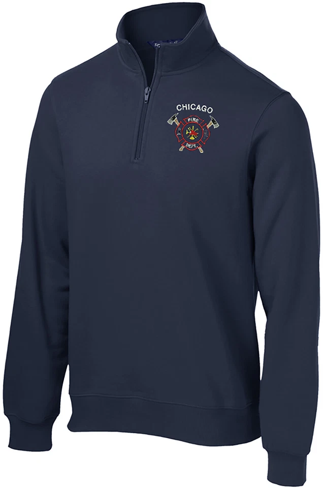 Chicago Fire Department 1/4-Zip Sweatshirt Crossed Axe ST253 - Image 1 of 1