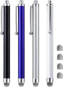 4x Color Microfiber Tip Stylus Pen Bundle For Touch Screen (4x Extra Mesh Tips) - Zdjęcie 1 z 5