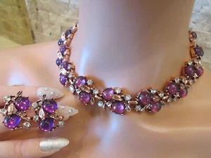 ALEXANDRITE GEMSTONE LADIES NECKLACE EARRING SET 14K ROSE GOLD FILLED - Picture 1 of 8