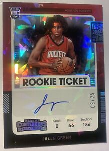 JALEN GREEN 2021-22 CONTENDERS RC ROOKIE TICKET CRACKED ICE AUTO 08/25 ROCKETS