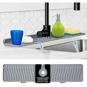 Odrago 24" Silicone Faucet Mat Splash Guard Drip Catcher Tray for Kitchen Sink - Picture 1 of 13