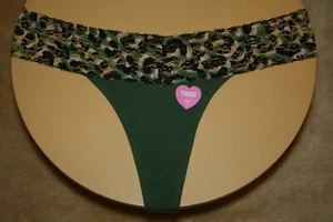 Victoria's Secret Green Thong With Green, Black, Beige Mesh Animal Print S - Picture 1 of 2