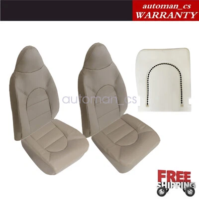 Fits 1999 2000 Ford F250 F350 Lariat Front Leather Seat Cover Tan & Foam Cushion - Изображение 1 из 4