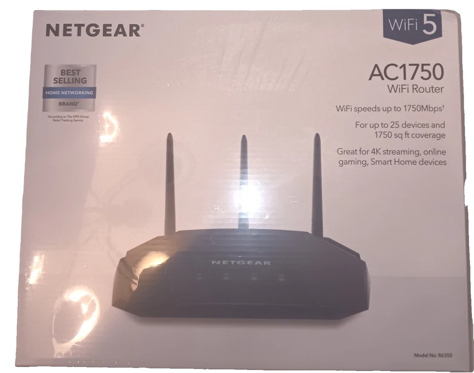 Netgear AC1750 Smart WiFi Router - 802.11 AC Dual Band Gigabit - Black New R6350 - Image 1 of 4