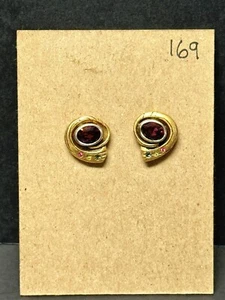 Patricia Locke Multicolored Crystal Gold Tone 5/8” Stud Earrings 169 NWOT Signed - Picture 1 of 7