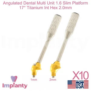 10x Multi Unidad Dental Angulada 1.6 Plataforma Delgada 17° Titanio Int Hex 2.0mm - Imagen 1 de 5