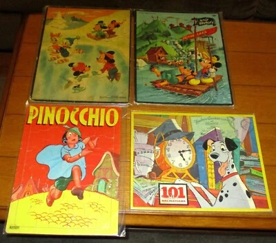 Vintage 1950's Walt Disney Tray Puzzle Lot (4) W/Frontier Land + Pinocchio + - Image 1 of 4