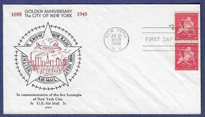 1948 Granby FDC "NYC 5 Boroughs" Airmail issue #C38 - Image 1 of 2