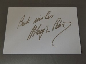 HAND SIGNED 6" x 4" CARD - MARY PETERS - ATHLETICS