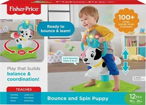 Fisher-Price Toddler Learning Toy, Bounce and Spin Puppy Stationary Ride-On  - Picture 1 of 10