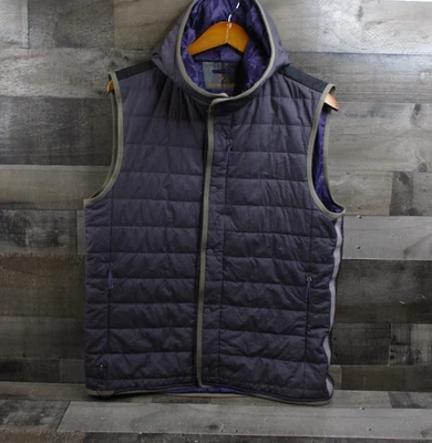 Lululemon Robert Geller 背心男式中号紫色灰色双面连帽 PrimaLoft — 第 1/4 张图片