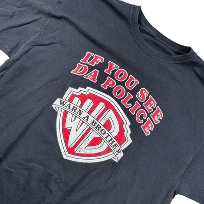 Divertida Camiseta Y2K Warn A Brother Negra Gráfica Para Hombre Ropa de Calle grunge Años 90 Talla L Foto 1 de 4