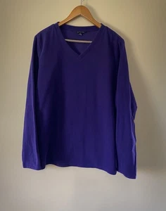 Lands’ End Women’s Size XL Purple Fleece V Neck Pullover - Picture 1 of 4