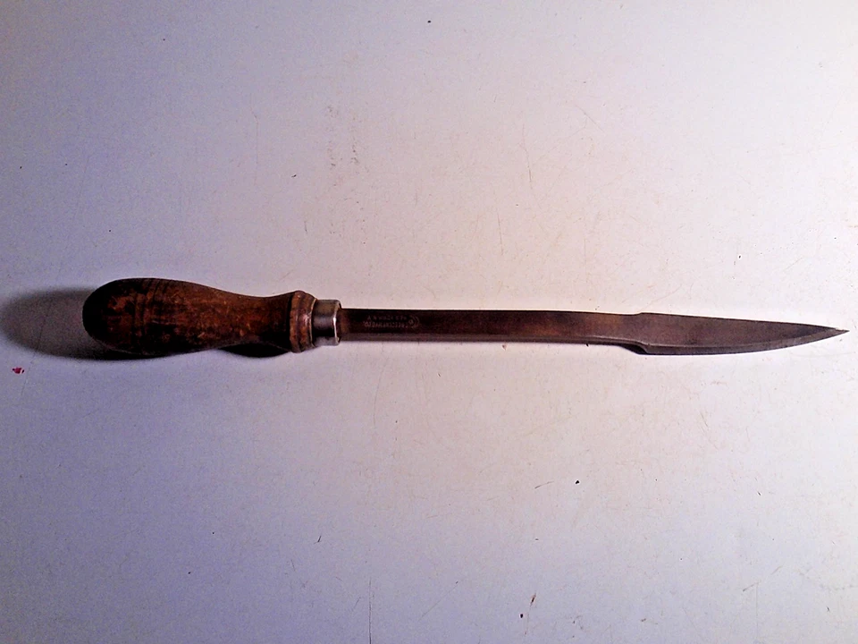 Antique Vintage Wood Handle Babbitt bearing Grease scraper crescent mfg co. - Image 1 of 4