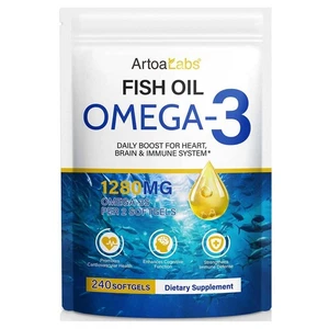 Omega 3 Fish Oil Soft Gels 1280mg - Heart Brain Circulation & Joint Health 240 - Picture 1 of 10