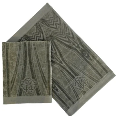 ROBERTO CAVALLI HOME SET SPUGNE 2 PEZZI "DECO GREY" PURO COTONE - Immagine 1 di 4