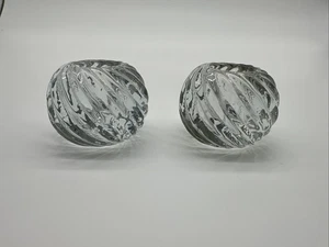 Pier One Hand Blown Glassware Clear Swirl Candle Holders One Inch - Picture 1 of 10