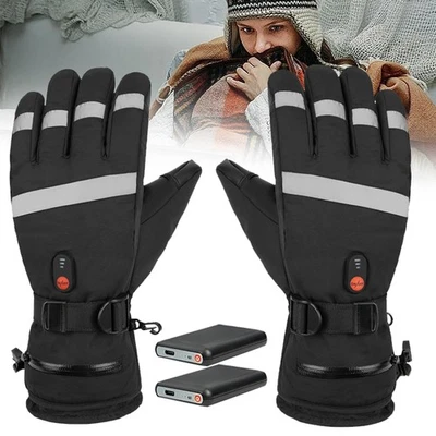 MARKENLOS Elektrische Beheizbare Handschuhe Wärmer Thermo Motorradhandschuhe mit 2 Akku