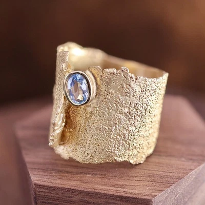 Anillo alemán Kabirski Otthild enchapado en oro topacio plateado talla 10,5 Foto 1 de 4