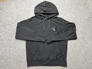 Champion Reverse Weave Hoodie Mens Medium Black SoulCycle Sleeve Flocked Logo - Picture 1 of 12