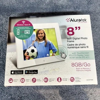 NEW Aluratek 8 Inch WiFi Digital Photo Frame Touchscreen IPS LCD Display 8GB - Image 1 of 4