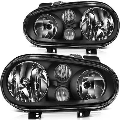 Conjunto de faros para Volkswagen VW Golf 1999-2004 2005 2006 carcasa negra Foto 1 de 4